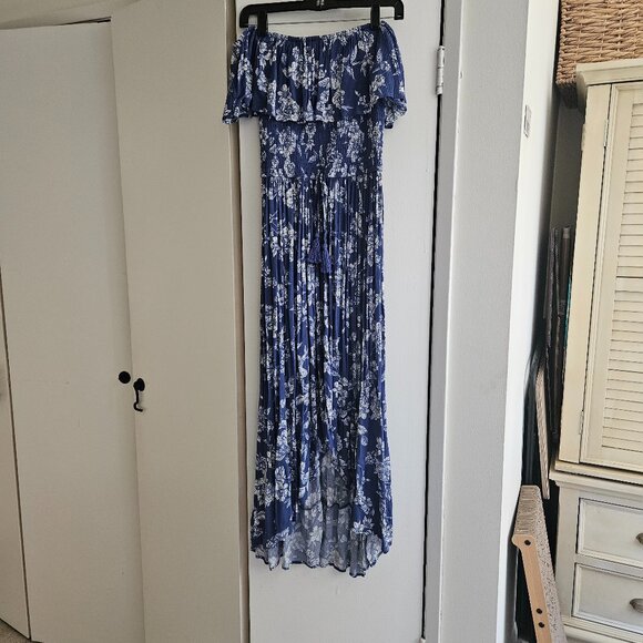 Xhilaration Blue Off Shoulder Maxi Sundress Size S - Picture 1 of 6